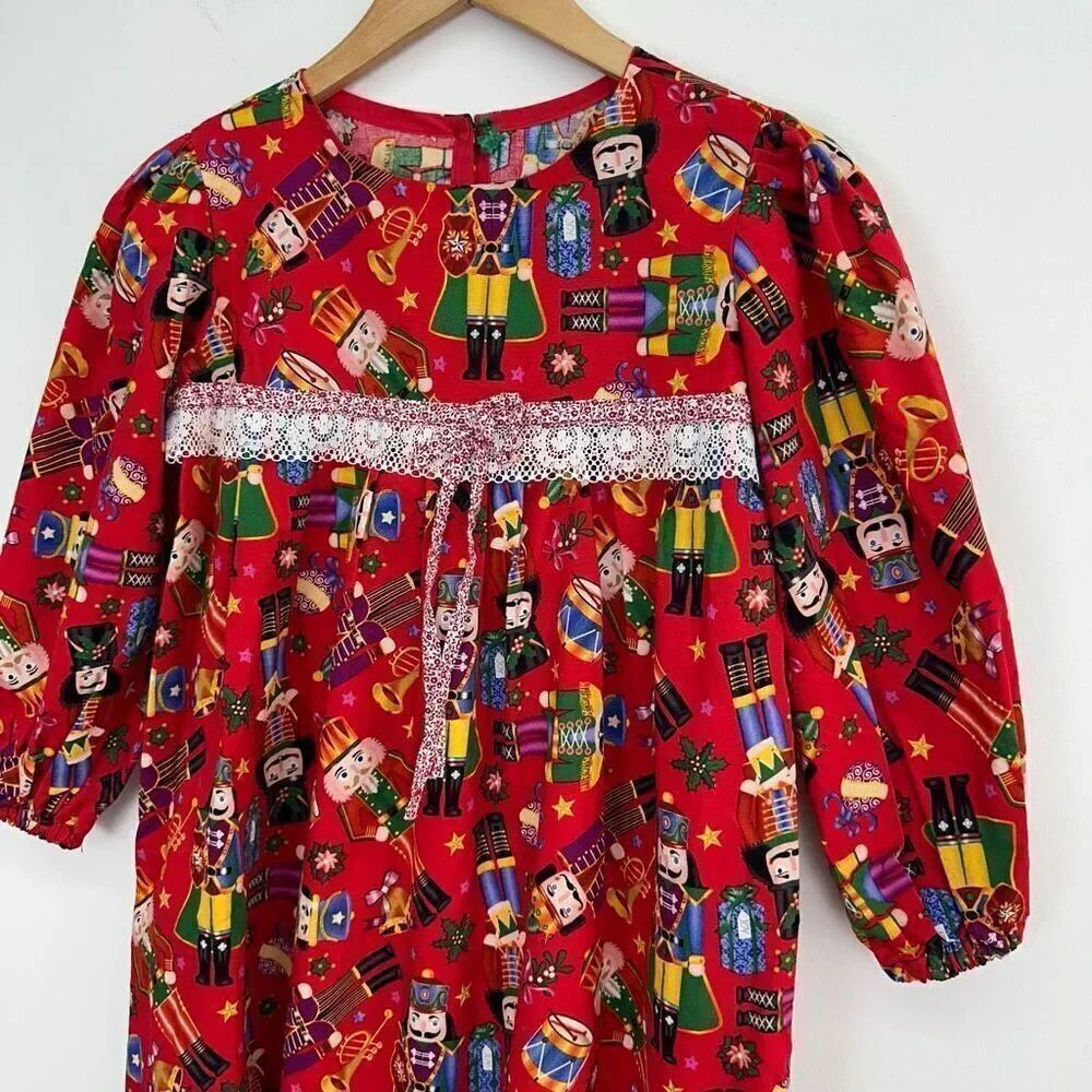 Handmade Vintage Inspired Girls Nutcracker Holiday All Over Printed Dresses - Picture 3 of 8